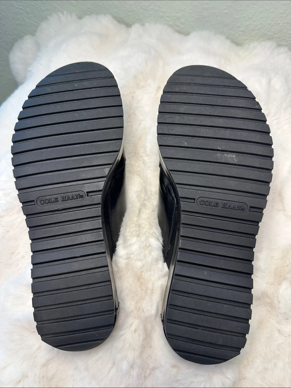 NEW Vintage Cole Haan Black Leather Criss-Cross Platform Sandals Women's 6.5